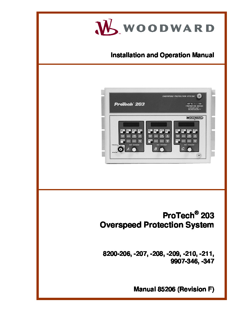 First Page Image of 8200-206 ProTech 203 Installation Manual 85205.pdf